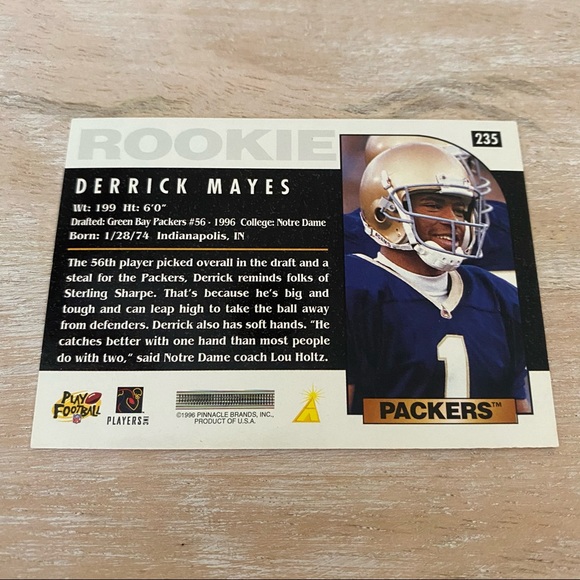 Derrick Mayes Green Bay Packers WR 1996 Card - Picture 2 of 4